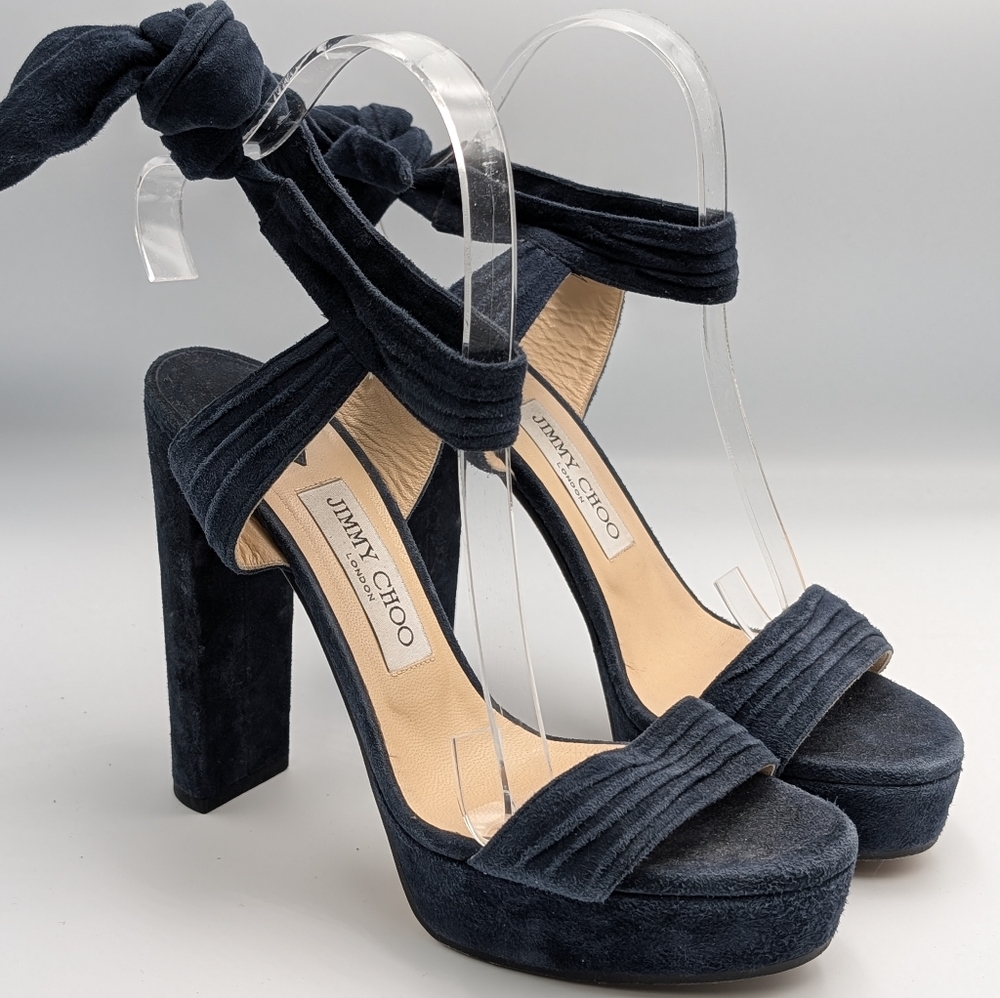 Jimmy Choo Navy Velvet Heels